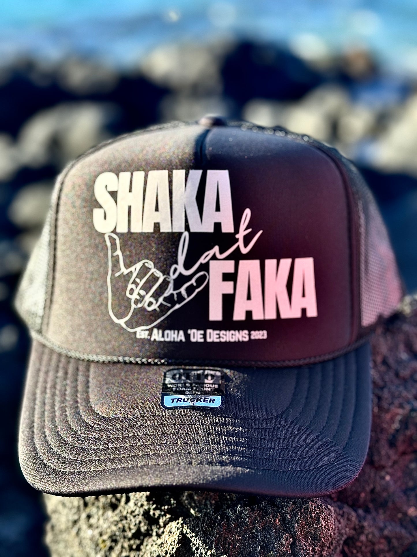 Shaka dat Faka Trucker Hat by Aloha ‘Oe Designs