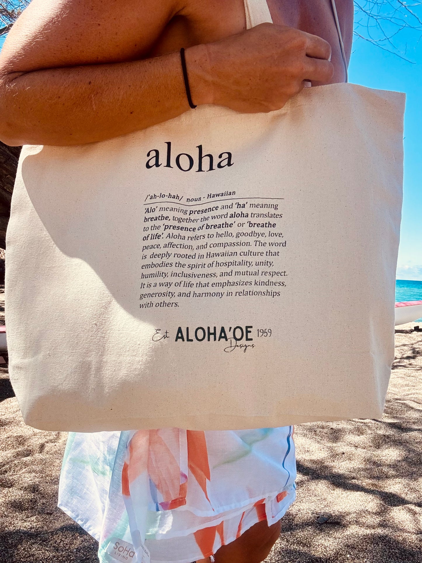 Definition of Aloha canva tote bag by Aloha ‘Oe Designs