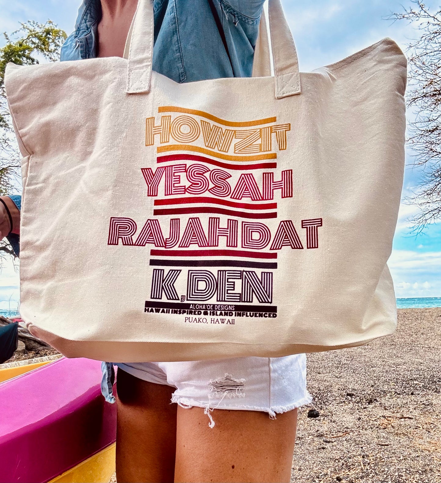 Pidgin kine large tote bag by Aloha ‘Oe Designs