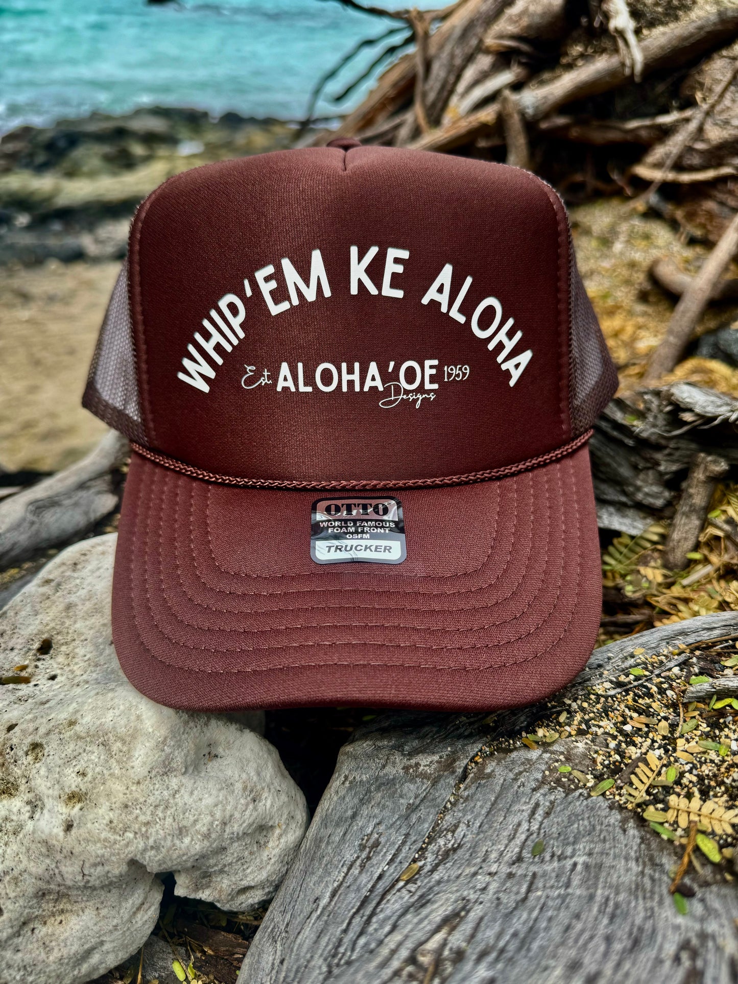 Whip ‘Em Ke Aloha Trucker Hat by Aloha ‘Oe Designs