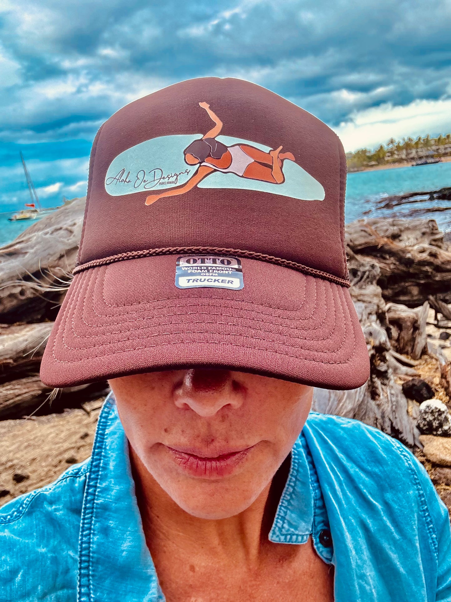 Wahine Paddle Out Aloha ‘Oe Designs Trucker Hat