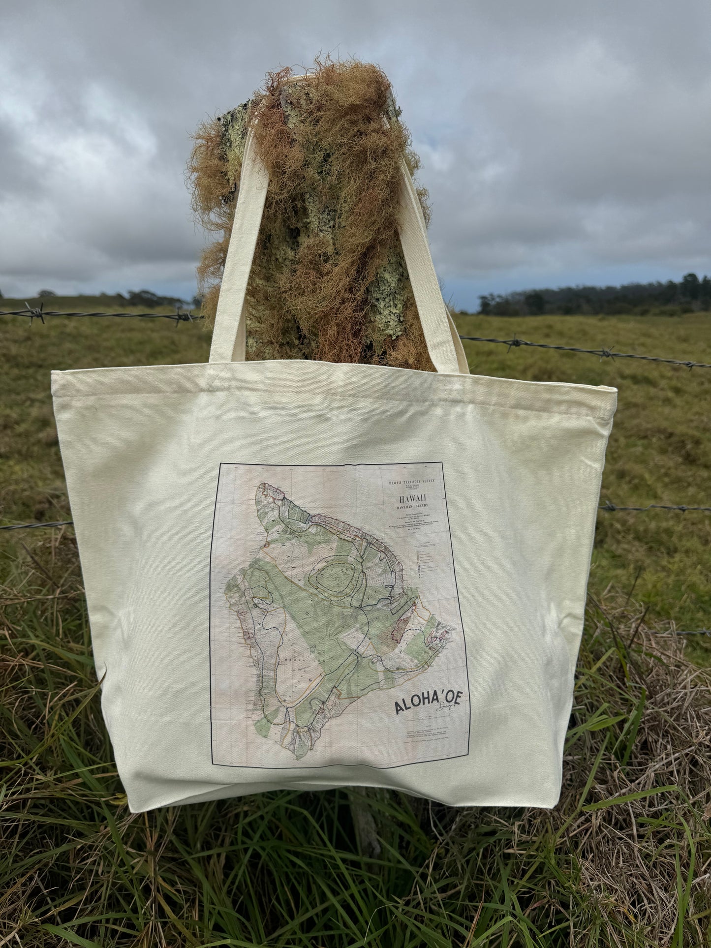 Hawaii Territory Survey Map canvas Tote by Aloha ‘Oe Designs