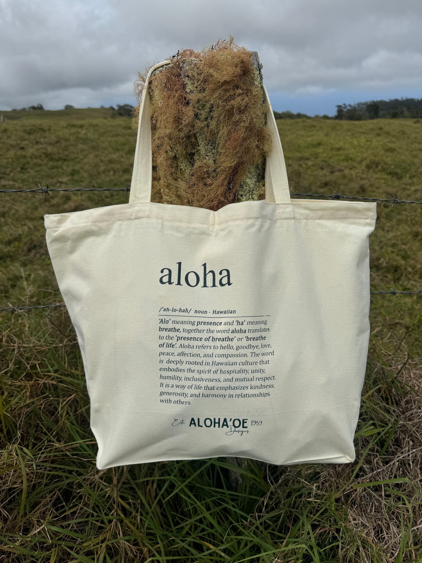 Definition of Aloha canva tote bag by Aloha ‘Oe Designs