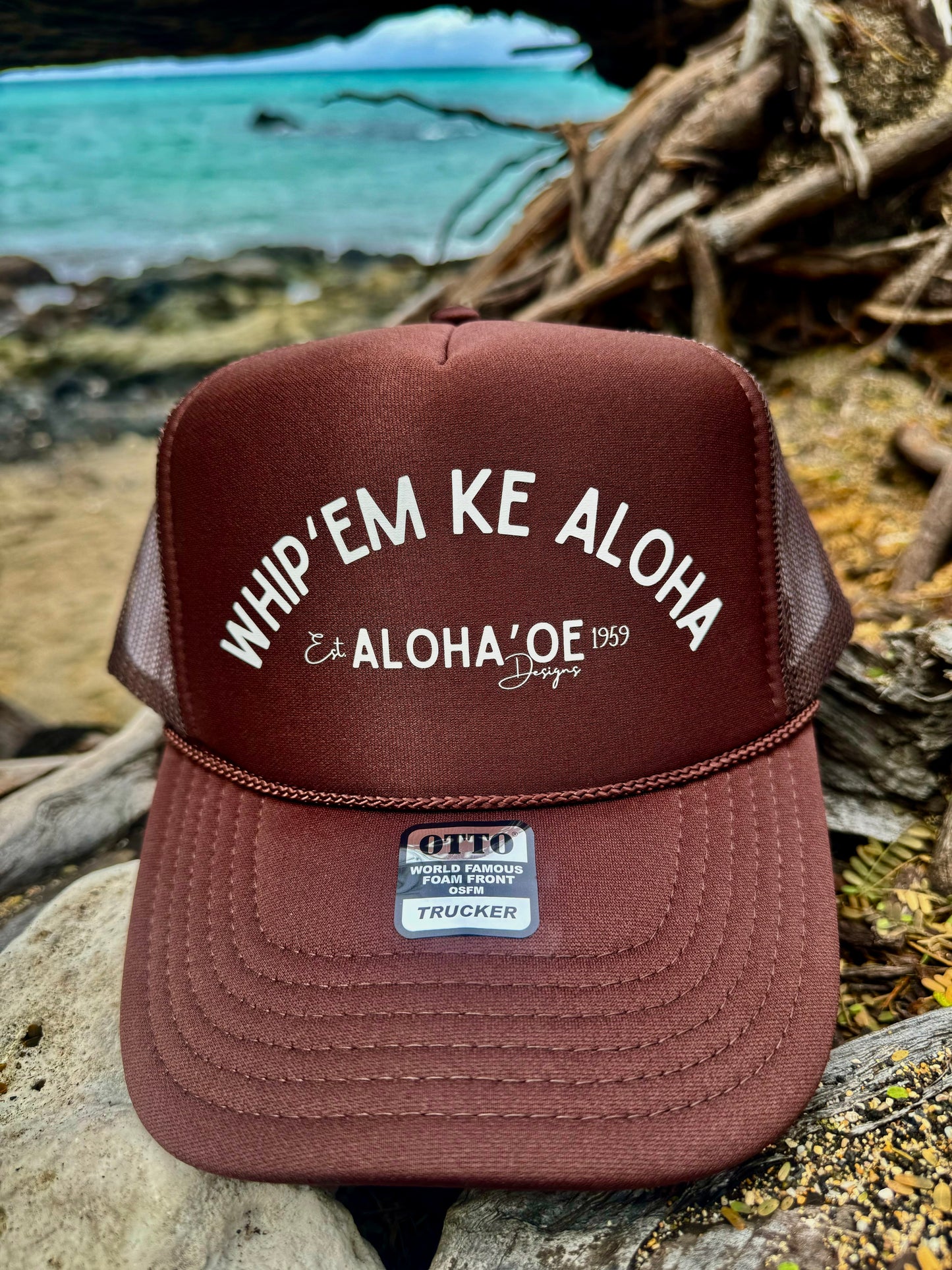 Whip ‘Em Ke Aloha Trucker Hat by Aloha ‘Oe Designs