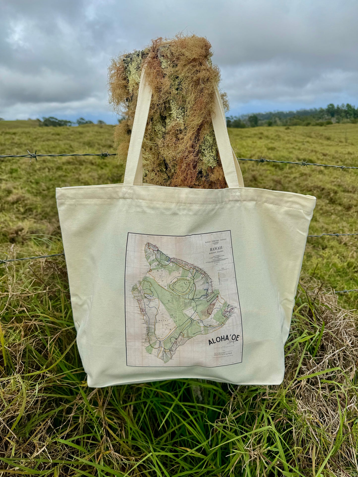 Hawaii Territory Survey Map canvas Tote by Aloha ‘Oe Designs