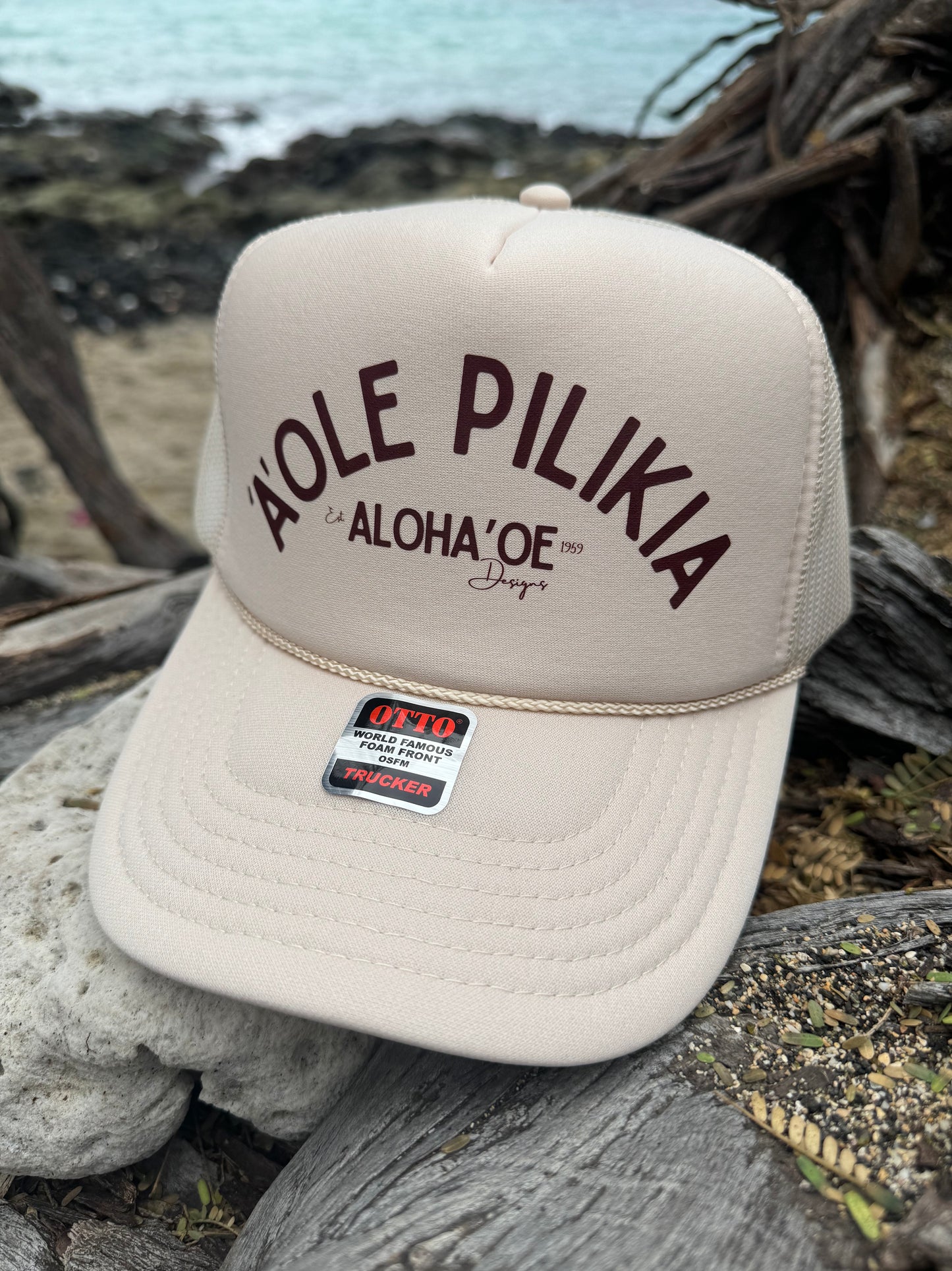 ‘A’ole Pilikia Trucker Hat by Aloha ‘Oe Designs