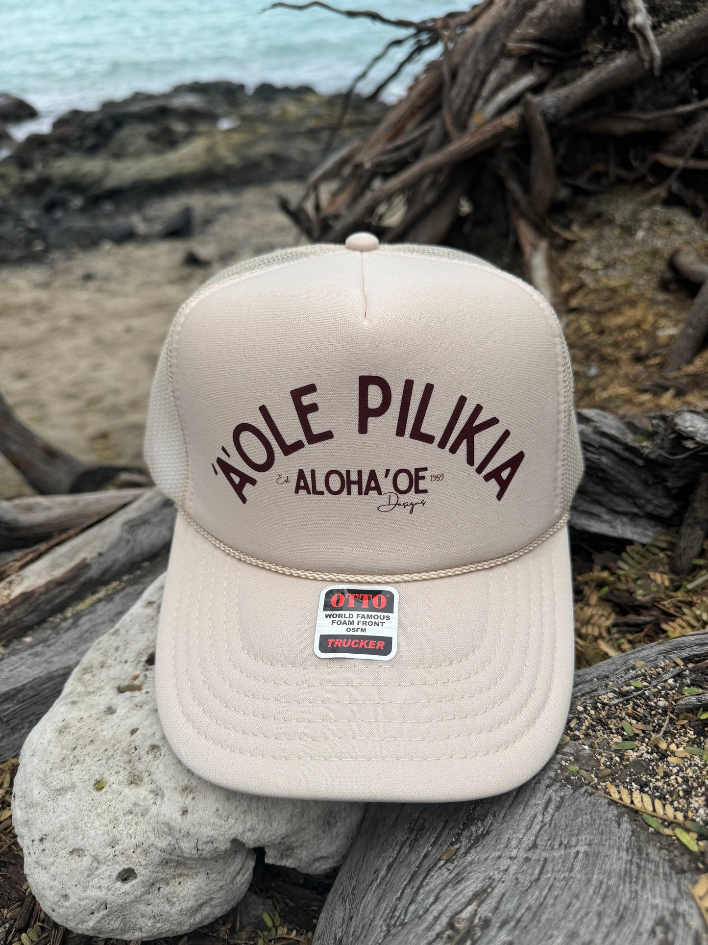 ‘A’ole Pilikia Trucker Hat by Aloha ‘Oe Designs